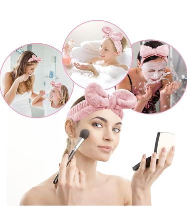 WLLHYF Spa Face Headbands Set - Soft Elastic Bow Makeup Hair Band for Women Girls - Prevent Water Spills - Perfect for Skin Care Shower - Pink - Buy Online on GoSupps.com
