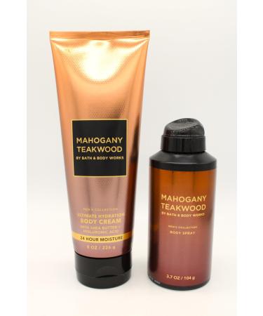 Mahogany Teakwood Bath and Body Bundle Set of Body Cream and Body Spray