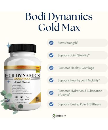 GREENVIFY Bodi Dynamics Gold Max Joint Genie Extra Strength Joint Support Supplement 1500mg Glucosamine 60 Capsules 20 Day Supply (2) - Buy Online on GoSupps.com