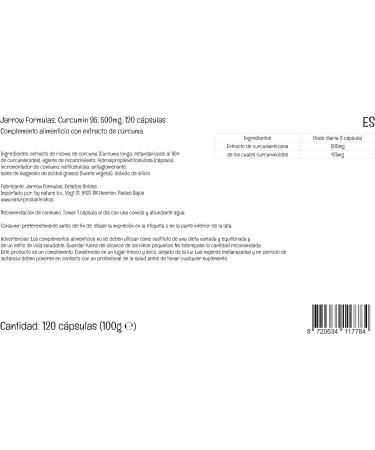 Jarrow Formulas Curcumin 95 Turmeric Extract 500mg 120 Vegan Capsules | Lab Tested | Soy Free | Gluten Free | Vegetarian | Non-GMO - Buy Online on GoSupps.com