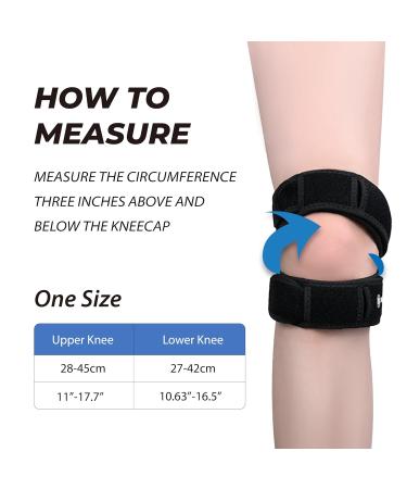 Patella Knee Brace for Pain Relief | Adjustable Compression Support Strap for Meniscus Tear Arthritis & Tendonitis - Unisex Black One Size - Buy Online on GoSupps.com