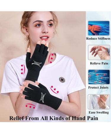 2 Pairs Arthritis Compression Gloves for Pain Relief - Small Grey1+Pure Black1 - Buy Online on GoSupps.com