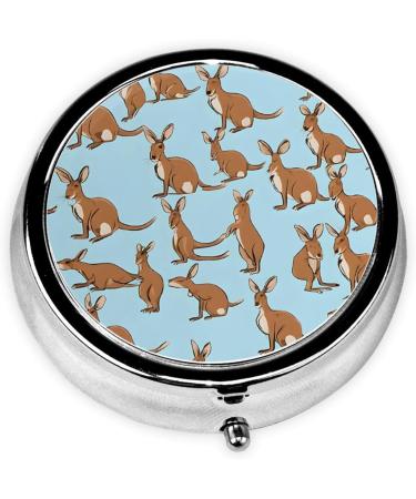 Funny Kangaroo Zoo Round Pill Box - 3 Compartment Portable Travel Medicine Organizer | Mini Decorative Pocket Purse for Tablets & Vitamins - Buy Online on GoSupps.com