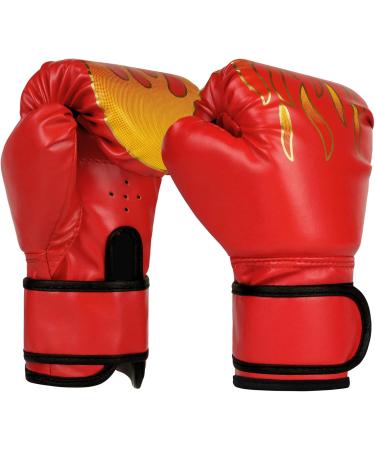 Flintronic Boxing Gloves for Kids - 6oz Junior Kickboxing & Muay Thai Gloves (Ages 3-10) - Red Flame - Buy Online on GoSupps.com