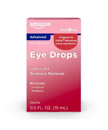 Amazon Basic Care Eye Drops Advanced, Lubricant/Redness Reliever, 0.5 Fl Oz