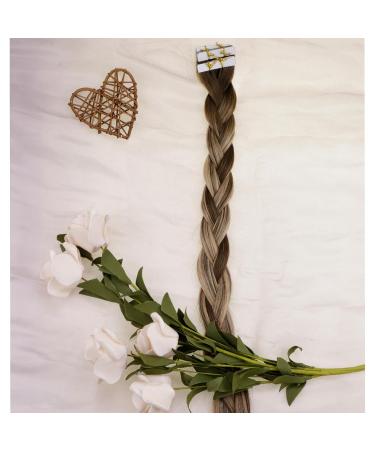 Laavoo Real Hair Tape In Extensions | Blond Ombre & Brown Balayage | 60cm Virgin Real Hair | 5pcs 12.5g #4/27/4 - Buy Online on GoSupps.com
