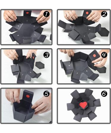 Wanateber Explosion Box DIY Handmade Photo Box for Birthday, Anniversary, Valentine's Day, Wedding - Black - Buy Online on GoSupps.com