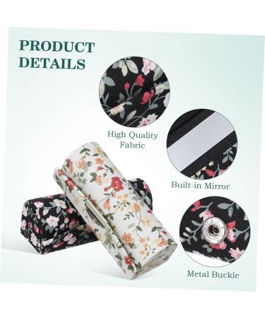 minkissy Lipstick Box with Floral Print Mirror Lipstick Organizers Lipstick Box for Women Lipstick Storage Retro Fabric Organizers - Buy Online on GoSupps.com