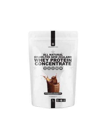 Canadian Protein Grass-Fed New Zealand Whey Concentrate with Stevia 24g of Protein | 1 kg of Natural Chocolate Milkshake Flavoured Low Carb Workout Recovery Drink | Undenatured Whey Protein Shake