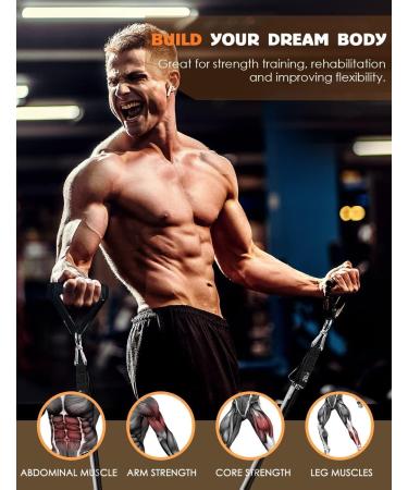 Resistance Bands Exercise Bands Resistance Bands for Working Out Work Out Bands with Handles for Men and Women Fitness Strength Training Home Gym Equipment (Dark Gray) - Buy Online on GoSupps.com