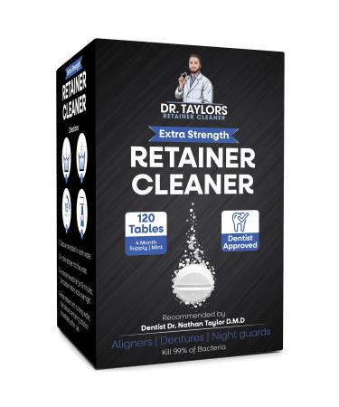 Dr. Taylor s Denture and Retainer Cleaner Tablets (120 count) Effectively Removes Stains Plaque and Odor - Sports guards Night Guards Clear Aligners & Dentures Refreshing Mint Flavor
