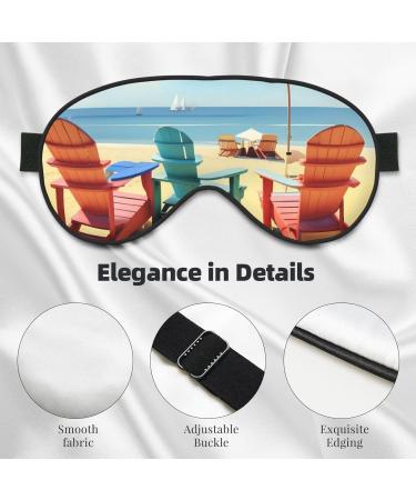 Beach Chairs & Scenery Print Soft Eye Mask - Travel Sleep Mask for Men & Women | Comfortable Sleep & Relaxation - Buy Online on GoSupps.com