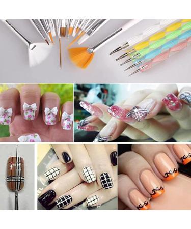 Lanlousy 20 Pieces Nail Art Brushes with 1 Piece Nail Tips Nail Supplies Nail Palette Polish Palette Manicure Design Tools White - Buy Online on GoSupps.com