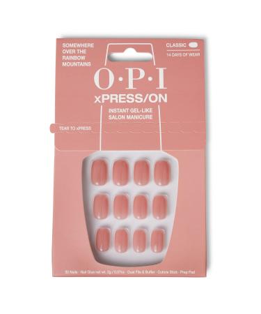 OPI xPRESS/ON Press on Nails | Short Round Solid Nail Art Press On Nails | With Nail Glue | Long Lasting Reusable Non-damaging Somewhere Over the Rainbow Mountains