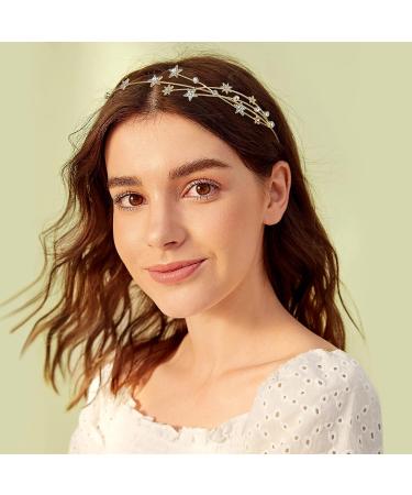 FRCOLOR Alloy Rhinestone Star Headband - Crystal Tiara Headband for Girls and Women in Golden - Buy Online on GoSupps.com