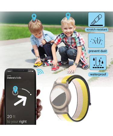 Dingfeiyu Airtag Wristband - Waterproof Adjustable Bracelet for Kids & Adults | Anti-Lost Nylon Band for Apple Airtag - Oatmeal - Buy Online on GoSupps.com