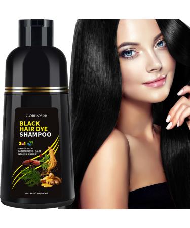 Black Hair Dye Shampoo - 3 in 1 Color Shampoo for Women & Men 100% Gray Coverage Long Lasting Herbal Ingredients Ammonia-Free