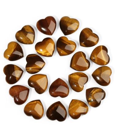 MAIBAOTA Tiger Eye Healing Crystals Gemstones Pocket Gifts Heart-Shaped Nature Spiritual Energy for Women Men Reiki Divination Balancing Yoga Meditation 10PCS Tiger's Eye