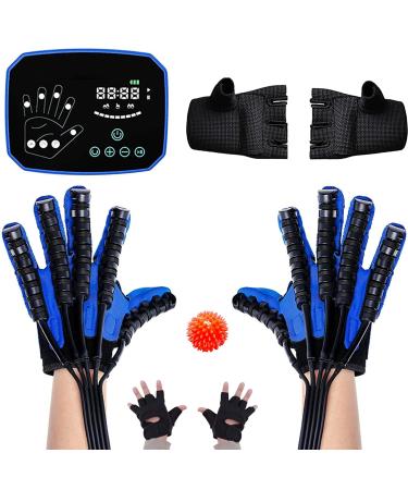 Finger Rehabilitation Stroke Both Hand Training Rehabilitation Robot Gloves Stroke Hemiplegia Hand Splint Finger Orthosis for Relieve Wrist & Thumb Pain(Size:XXL size Color:blue) XXL size Blue