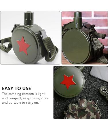 Angoily Stainless Steel Military Canteen with Compass - Compact Outdoor Hiking Kettle Cover - 17x13cm, Green - Buy Online on GoSupps.com