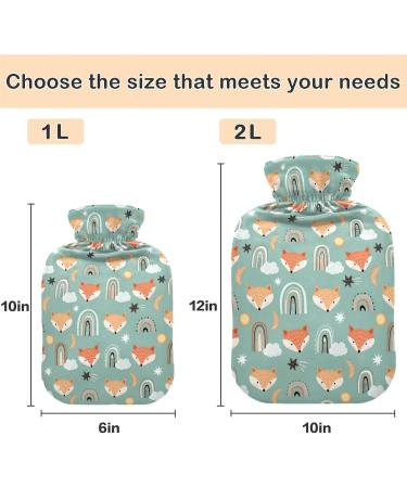Naanle Rainbow Fox Hot Water Bottle - 1L Heat Therapy for Bed Hand & Foot Pain Relief - Includes Transparent Bag - Buy Online on GoSupps.com