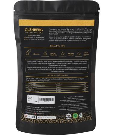 GLENBERG | MASALA CHAI TEA | Traditional Indian Masala Chai Tea with Pure Natural Herbs and Spices (Adrak/Ginger Cardamon/Elaichi Cinnamon/Dal Chini Licorice/Mulethi) | Milk Tea (100 Grams) 100 Grams | 50 Cups - Buy Online on GoSupps.com