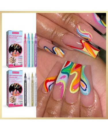 Hearnfox Nail Art Pen 3D Graffiti Drawing Dotting Paint Waterproof Polish Marker DIY Decor - Blue - Buy Online on GoSupps.com