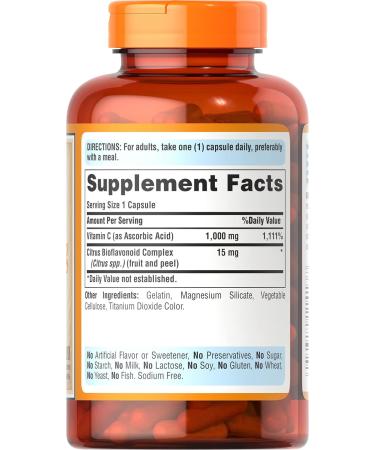 Puritan's Pride Vitamin C with Bioflavonoids 200 Capsules - Immune System & Skin Health Support - Buy Online on GoSupps.com