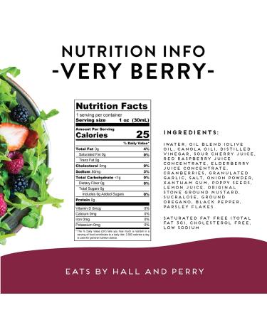 Hall & Perry Lite Salad Dressing - Low Calorie, Low Fat, Keto Friendly - 12 Individual 1oz Pouches - Very Berry Greek Mango Poppy Balsamic Flavor - Pack of 12 - Buy Online on GoSupps.com