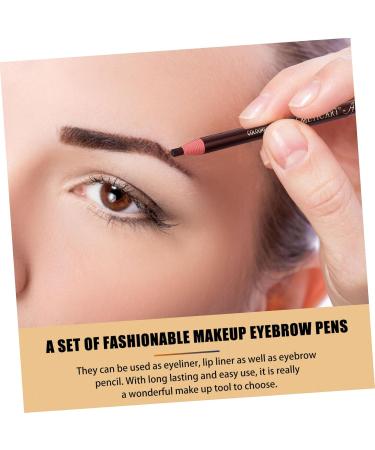 Mikinona Black Colored Pencils 10pcs Eyebrow Pencil Makeup Tools Brow Pencil and Brush Eyebrow Drawing Tools Girl Pretty Spool - Buy Online on GoSupps.com