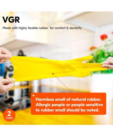 VGO XL Reusable Household Gloves - 2 Pairs Extra Thick Long Sleeve Rubber Gloves for Kitchen Cleaning Gardening Painting & Pet Care - Yellow (HH4601) - Buy Online on GoSupps.com