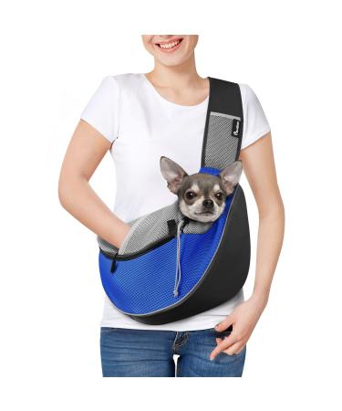 Pawaboo dog carrier bag newly upgraded dog bag with touchpocket adjustable carrying bag dog pet shoulder bag transport bag for pets for outdoor travel-S blue blue pocket style s