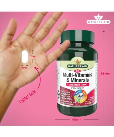 Natures Aid Multi-Vitamins & Minerals 60 Tablets - Vegan One-a-Day Formula for Immune Energy Brain & Bone Health - 60 Count Pack - Made in the UK - Buy Online on GoSupps.com