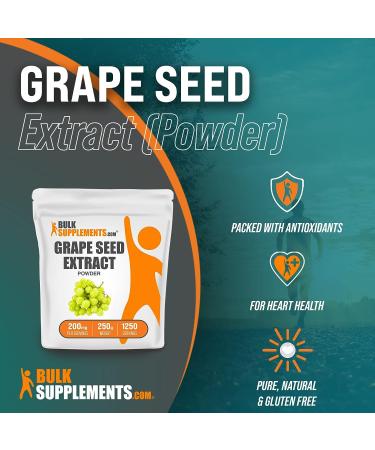 Grape Seed Extract Powder - 200mg Antioxidants Supplement - Gluten Free - 250g (8.8oz) - Buy Online on GoSupps.com