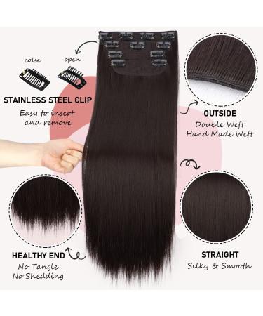 22 Dark Brown Clip in Hair Extensions for Women - FnyPretty Straight, Fluffy & Tangle-Free - Buy Online on GoSupps.com