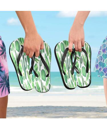 Mnsruu Cactus Oil Painting Flip Flops | XL Travel Slippers for Home Hotel & Spa | Men & Women - Buy Online on GoSupps.com
