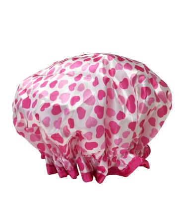 Bowbear Women's Stylish & Fun Satin Shower Caps Pink Hearts
