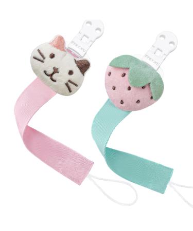 Tyry.hu pacifier chain young girl pacifier strap clip cotton pacifier clips for baby animals gift newborn (cat + strawberry) - Buy Online on GoSupps.com
