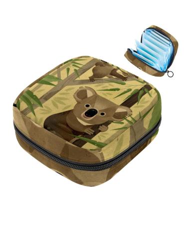 Menstruation pad bag with zipper women's napkin bag tampons collective bags for women and girls (cute koala bamboo)
