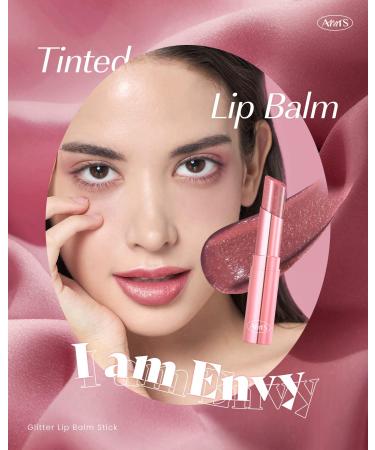 AMTS Tinted Lip Balm-Envy | Hydrating Glitter Lipstick for Dry Lips | Korean Beauty Moisture Lip Tint with Pearl Shimmer - Buy Online on GoSupps.com
