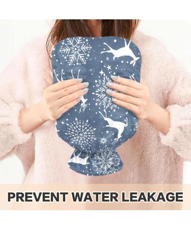 Naanle Christmas Hirsch Snowflake Hot Water Bottle 2L Heat & Cold Therapy Large Transparent Cover for Pain Relief Ideal for Bed & Foot Warmth - Buy Online on GoSupps.com