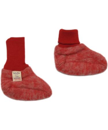 Organic Wool & Cotton Baby Fleece Booties - Non-Slip Soles, Red Melange, EU 74/80 - Buy Online on GoSupps.com