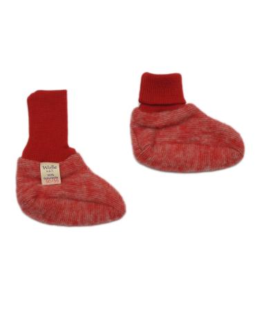 Cosilana Baby Fleece Booties 60% Wool (Organic) 40% Cotton (Organic) (Non-Slip Soles for Sizes EU 62/68 and Up) 8-14 Months (Height 28-31) (EU 74/80) Red Melange