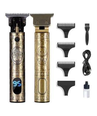 Ten-Tatent Hair Clippers Men Hair Trimmers T-Blade Trimmer Cordless Rechargeable Grooming Kits Zero Gapped Detail Beard Shaver with 4 Guide Combs Quality Assurance Gold