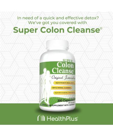 Health Plus Super Colon Cleanse - 300 Capsules for Digestive Support & Constipation Relief | Psyllium Husk & Senna Leaf - 6 Cleanses - Buy Internationally - Buy Online on GoSupps.com