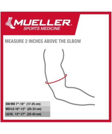 MUELLER 4-Way Stretch Elbow Support - Black & Blue Premium Knit with Thermo Reactive Technology | Medium/Large - International Shipping Available - Buy Online on GoSupps.com