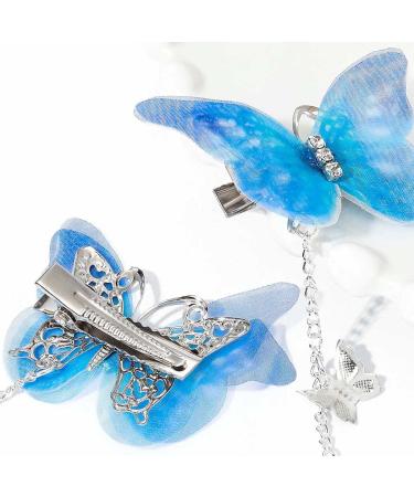 Bartosi Fabric Butterfly Hair Clips Set - Blue Tassel Hairpin Bobby Pins for Women & Girls - Buy Online on GoSupps.com