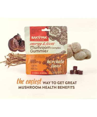 Mushroom Energy&Focus Sugar Free Gummies - Mushroom Supplement with Reishi, Cordyceps, Lion s Mane, and Ginseng for Natural Energyand Mental Clarity - Natural Horchata Flavor, Gluten-Free, 60 Gummies - Buy Online on GoSupps.com