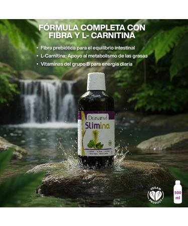  Drasanvi DRASANVI Slimina | Fortified plant extracts with L-carnitine fiber and vitamins | Horsetail + artichoke + green tea | Helps eliminate fluids and supports a healthy metabolism | 500 ml - Buy Online on GoSupps.com