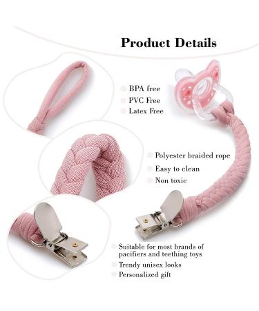 Handmade Braided Rope Pacifier Clip Holder 4 Pack - Boy and Girl Universal Design (White) - Buy Online on GoSupps.com